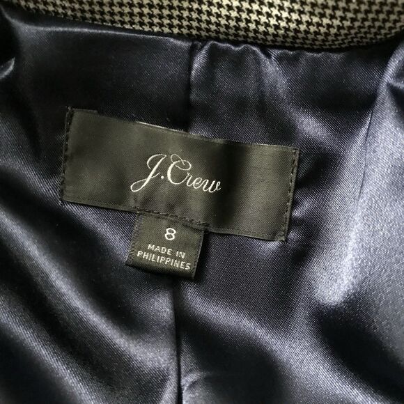 J Crew Black White Houndstooth Long Sleeve Classic Peplum Blazer 8 - Picture 10 of 10